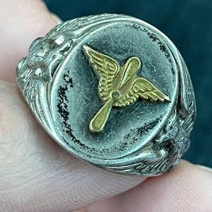 WWII Army AirForce Sterling Silver Ring RARE and DESIRABLE